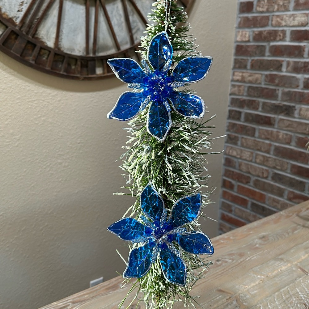 Blue Poinsettia Ornaments